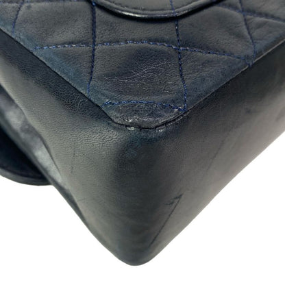 Chanel Shoulder Bag Quilted Navy Chain Gold Lambskin