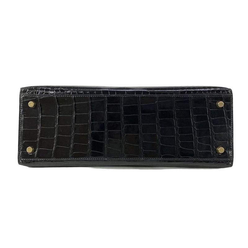 Hermes Handbag Kelly 32 Black Sellier Gold