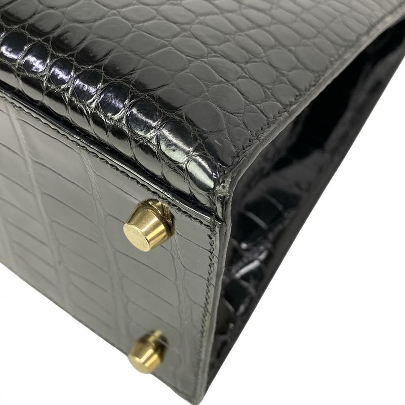 Hermes Handbag Kelly 32 Black Sellier Gold
