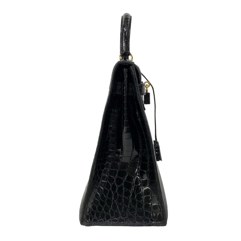 Hermes Handbag Kelly 32 Black Sellier Gold