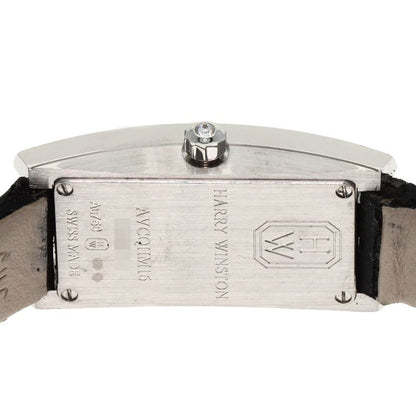 Harry Winston Avenue-c Mini Watch 18K White Gold Leather Shell