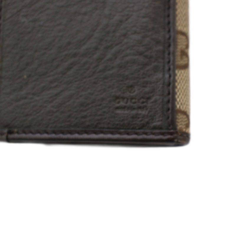 Gucci Wallet Bifold Coin Purse GG Pattern Canvas Leather Brown YT Brown Beige