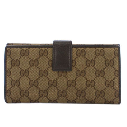 Gucci Wallet Bifold Coin Purse GG Pattern Canvas Leather Brown YT Brown Beige