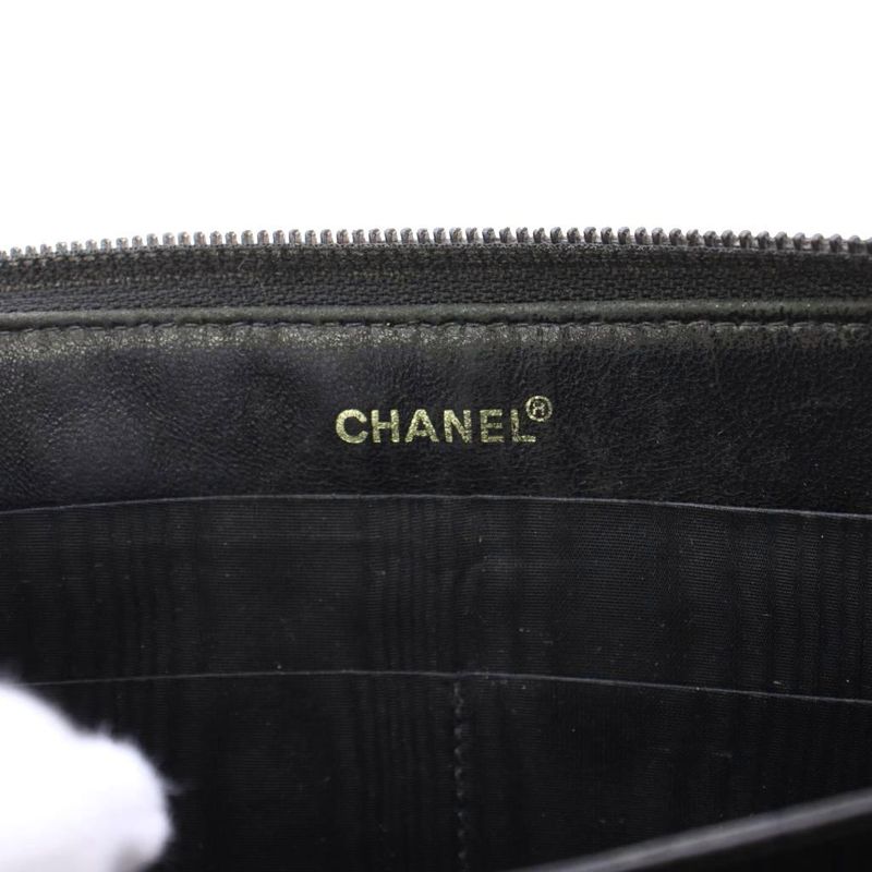 Chanel Wallet Coin Purse Zip Around Caviar Leather CC Logo
