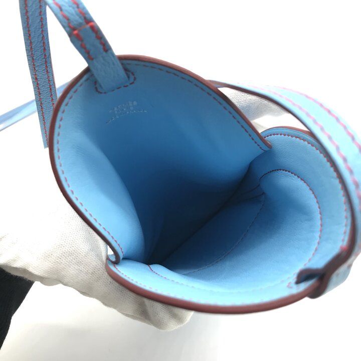 Hermes Pochette Insalm Leather Mini Smartphone Shoulder Bag Blue Purse