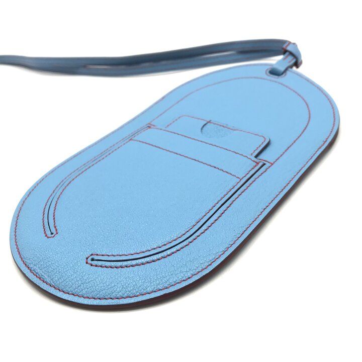 Hermes Pochette Insalm Leather Mini Smartphone Shoulder Bag Blue Purse