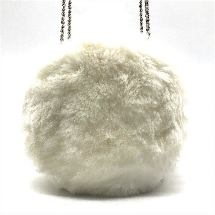 Chanel CC Logo Chain Shoulder Bag Crossbody White Silver