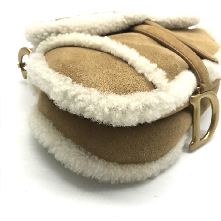 Dior Saddle Mouton Shoulder Bag Beige