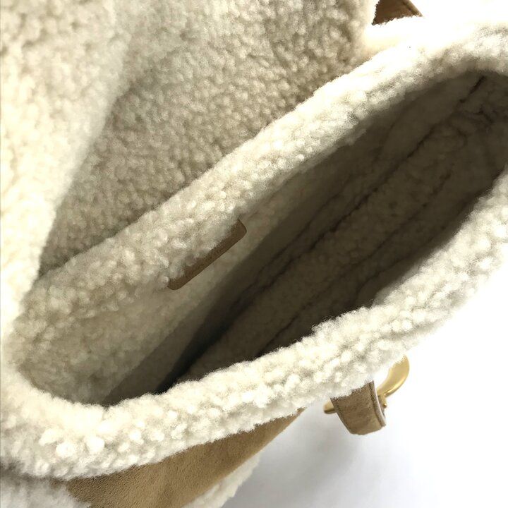 Dior Saddle Mouton Shoulder Bag Beige