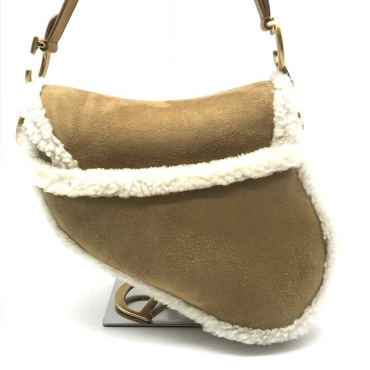 Dior Saddle Mouton Shoulder Bag Beige