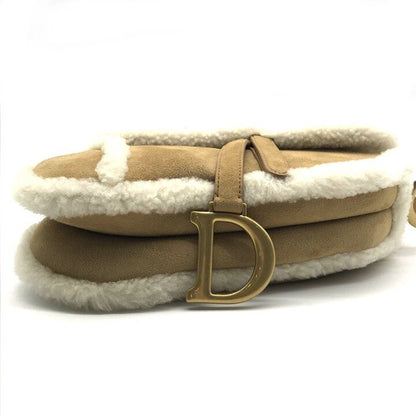 Dior Saddle Mouton Shoulder Bag Beige