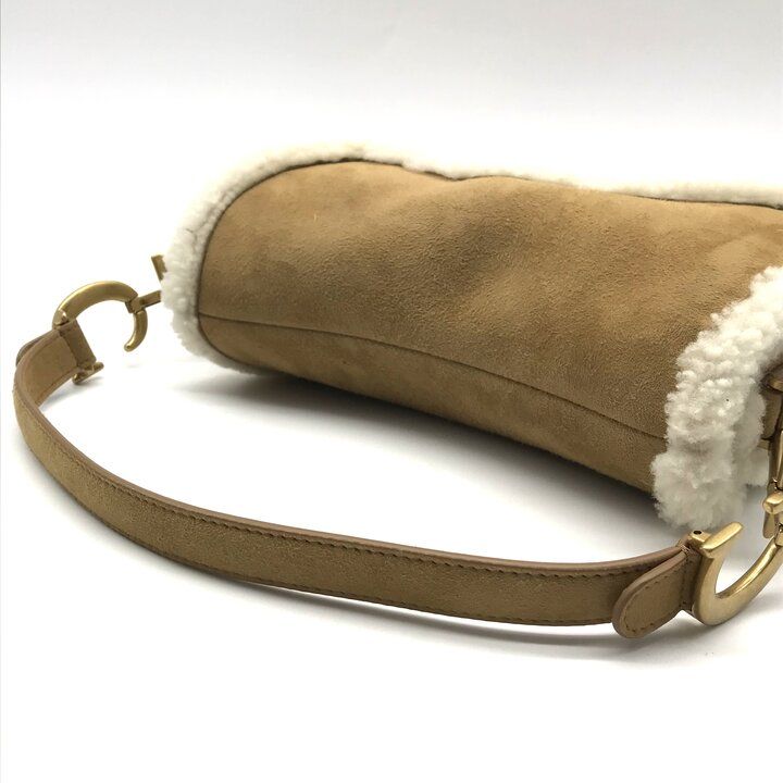 Dior Saddle Mouton Shoulder Bag Beige