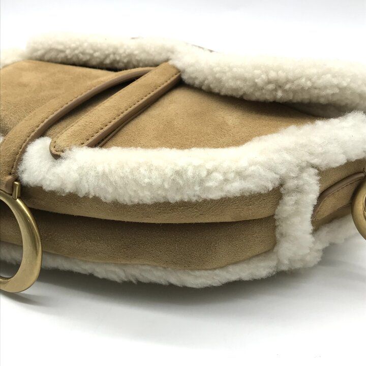 Dior Saddle Mouton Shoulder Bag Beige