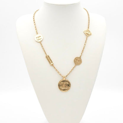Chanel Necklace Pendant Choker Gold CC Logo Plate