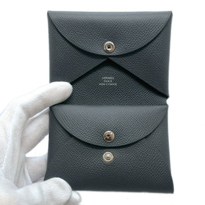 Hermes Calvi Duo Ardoise Gray Epsom Card Case