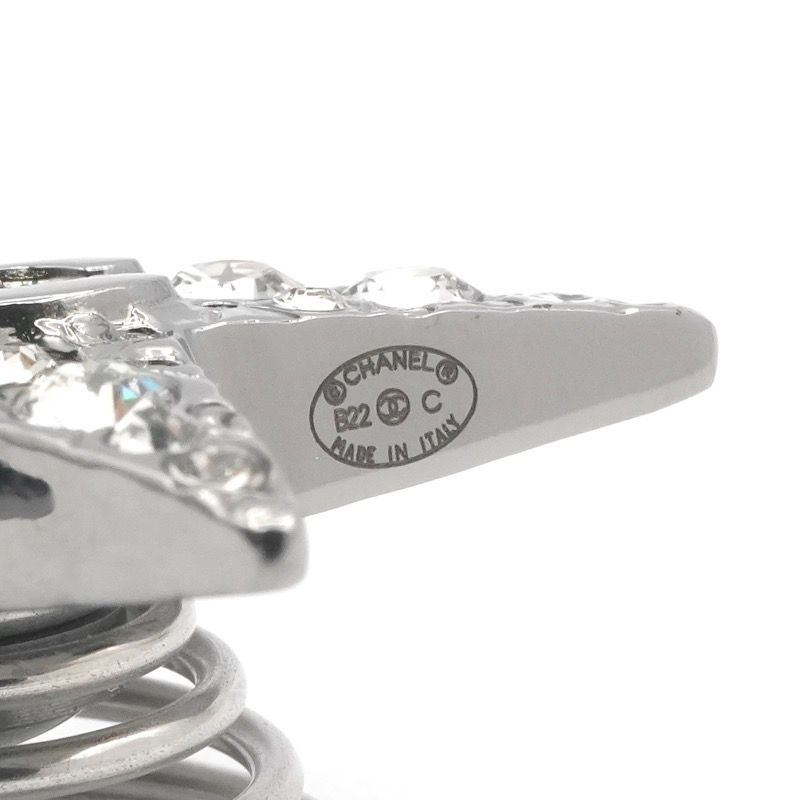 Chanel Hair Silver CC Logo Rhinestone Star Clip Set of 2