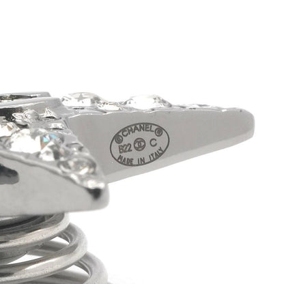 Chanel Hair Silver CC Logo Rhinestone Star Clip Set of 2