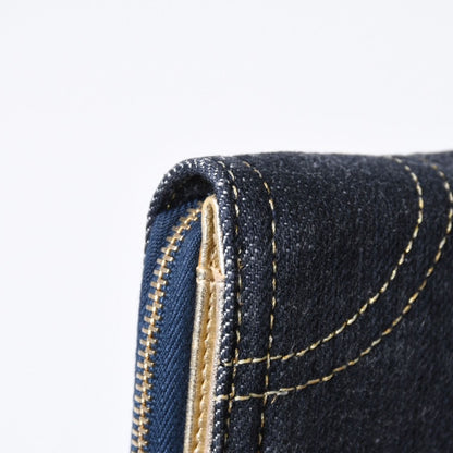 Chanel CC Logo Round Wallet Blue Denim Leather Gold — view 6