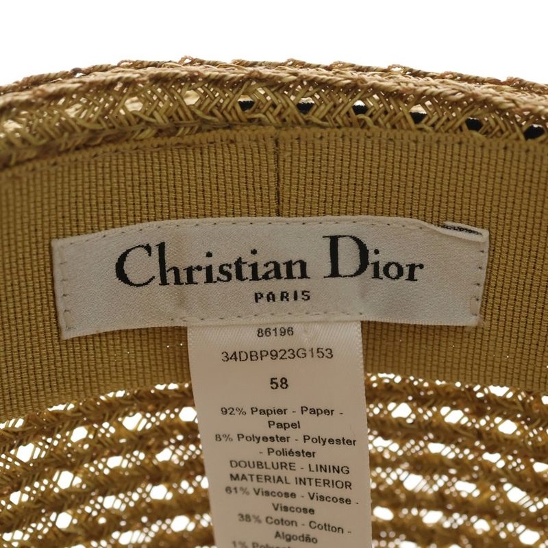 Dior Bob Hat Logo Straw Hat Beige