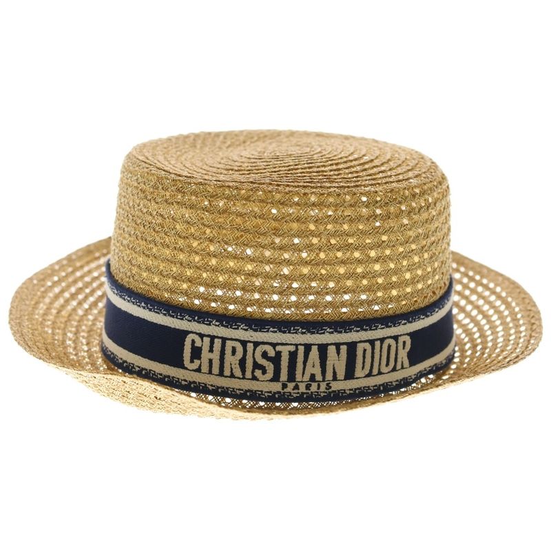 Dior Bob Hat Logo Straw Hat Beige