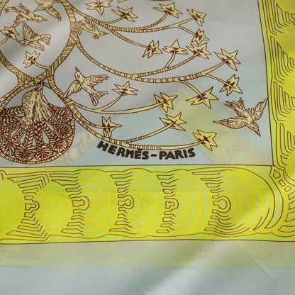 Hermes Carre 90 Wood Legend Silk Scarf Light Blue