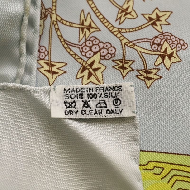 Hermes Carre 90 Wood Legend Silk Scarf Light Blue