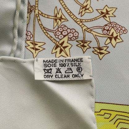 Hermes Carre 90 Wood Legend Silk Scarf Light Blue