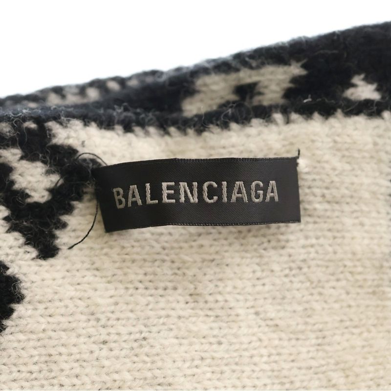 Balenciaga Allover Logo Reversible Scarf Black White