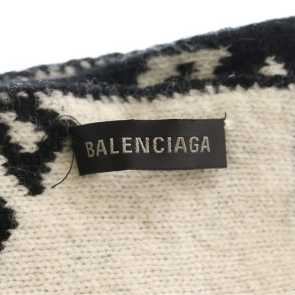 Balenciaga Allover Logo Reversible Scarf Black White