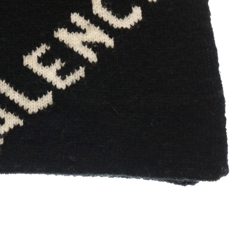 Balenciaga Allover Logo Reversible Scarf Black White