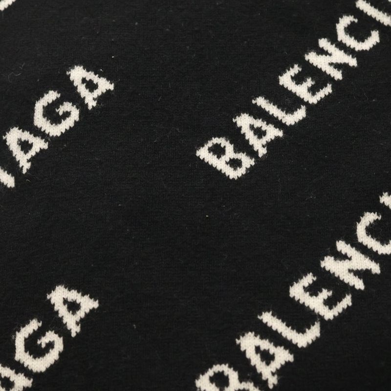 Balenciaga Allover Logo Reversible Scarf Black White