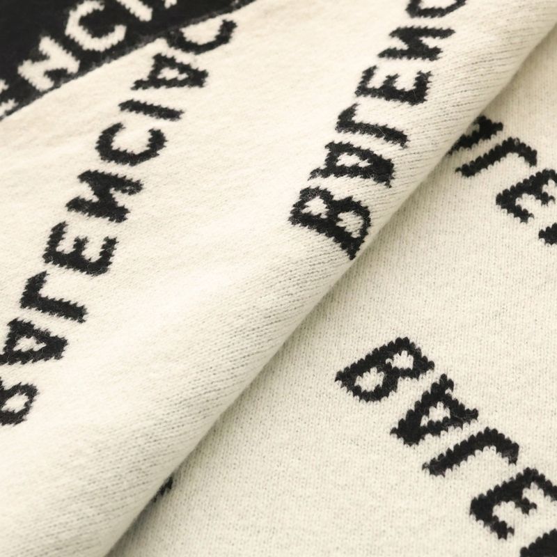 Balenciaga Allover Logo Reversible Scarf Black White
