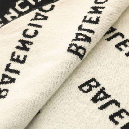 Balenciaga Allover Logo Reversible Scarf Black White