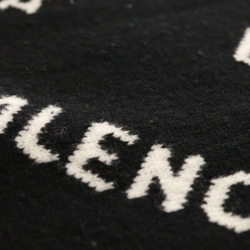 Balenciaga Allover Logo Reversible Scarf Black White