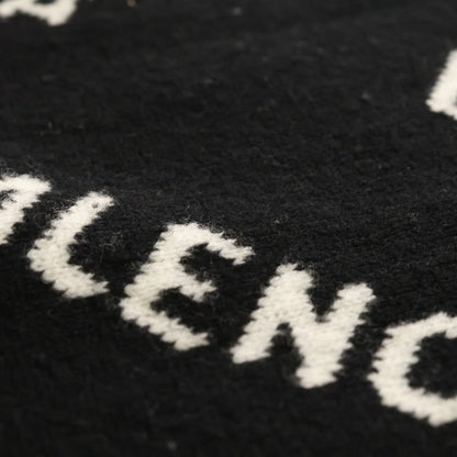 Balenciaga Allover Logo Reversible Scarf Black White