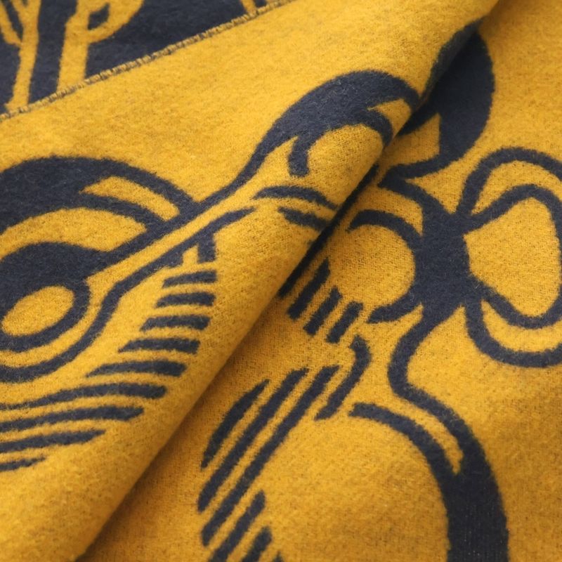 Hermes Dore Buckle Cashmere Fringe Scarf Orange Navy