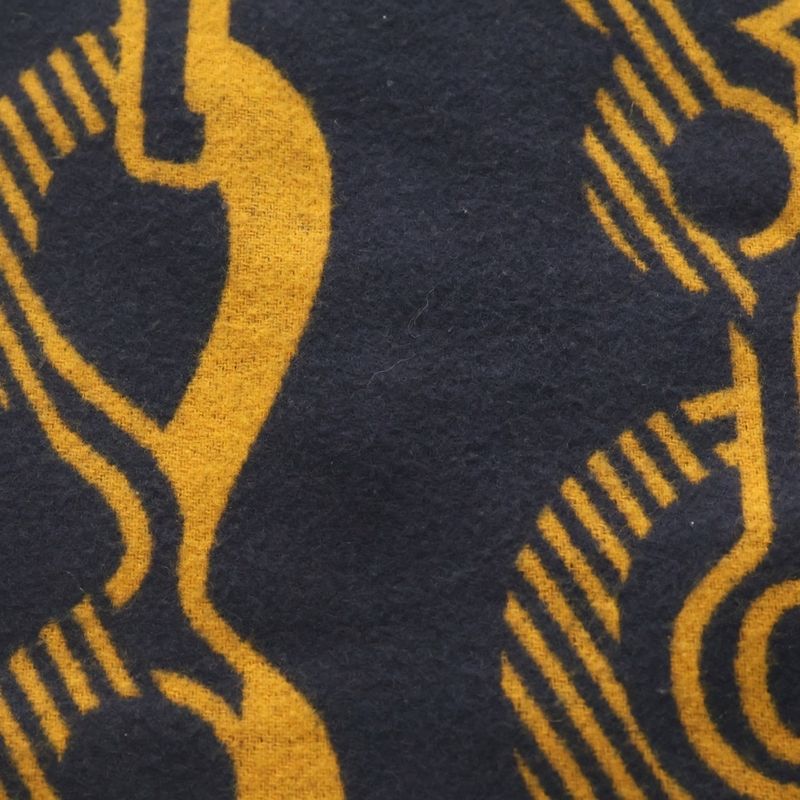 Hermes Dore Buckle Cashmere Fringe Scarf Orange Navy