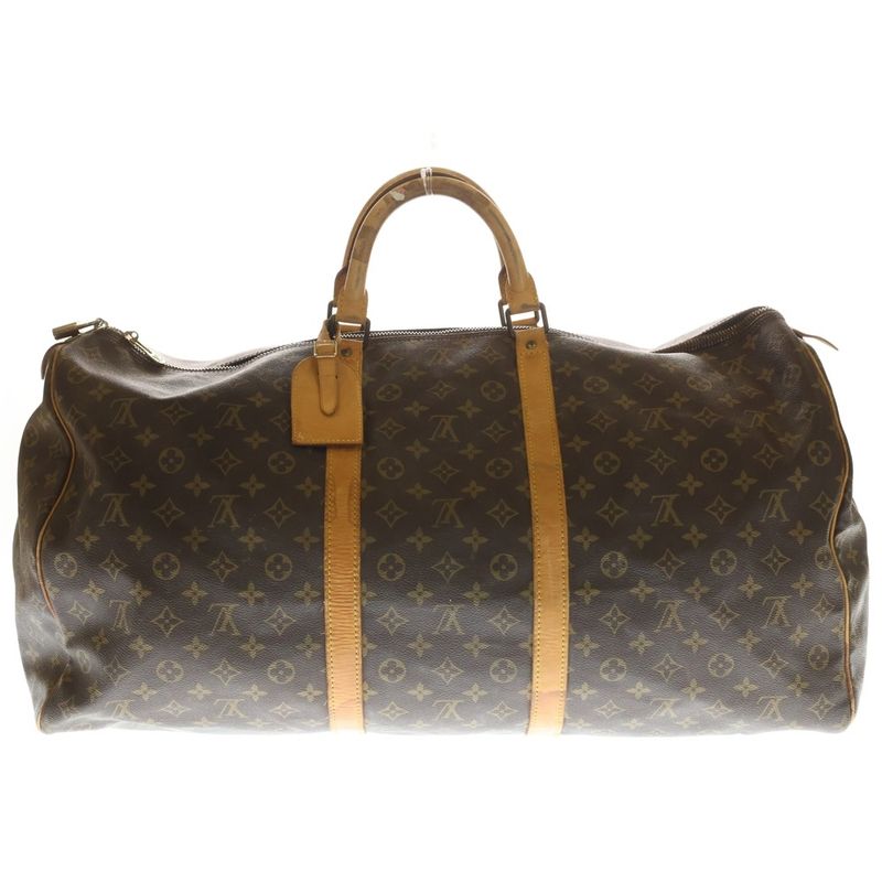 Louis Vuitton Monogram Keepall 60 Boston Bag Brown Leather