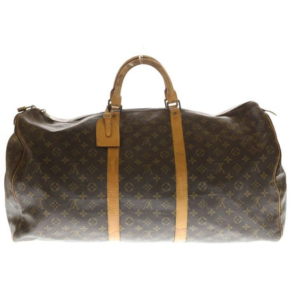 Louis Vuitton Monogram Keepall 60 Boston Bag Brown Leather