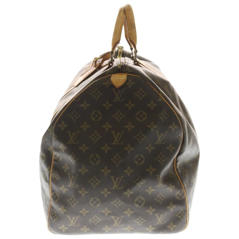 Louis Vuitton Monogram Keepall 60 Boston Bag Brown Leather