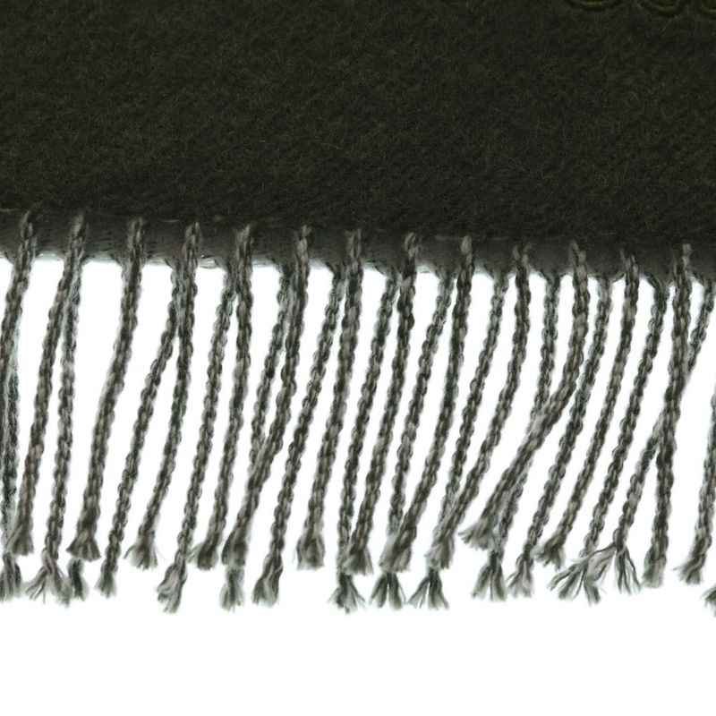 Loewe Anagram Fringe Shawl Scarf Green Gray Cashmere