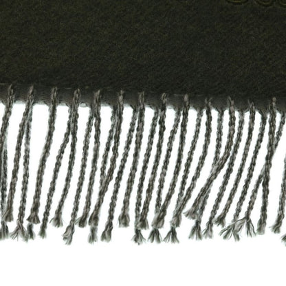 Loewe Anagram Fringe Shawl Scarf Green Gray Cashmere