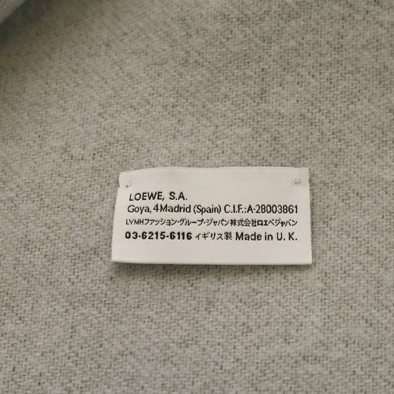 Loewe Anagram Fringe Shawl Scarf Green Gray Cashmere
