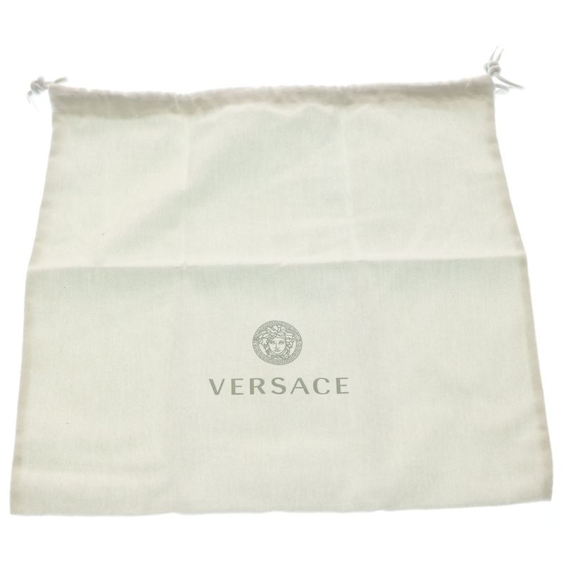 Versace Clutch Patch Logo Black Leather