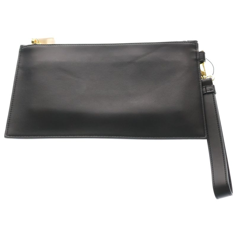 Versace Clutch Patch Logo Black Leather