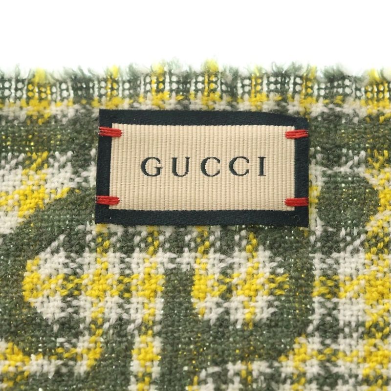 Gucci Check GG Wool Scarf Green