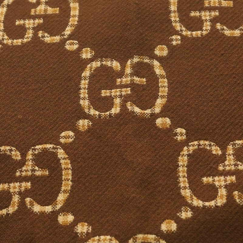 Gucci Check GG Wool Scarf Brown