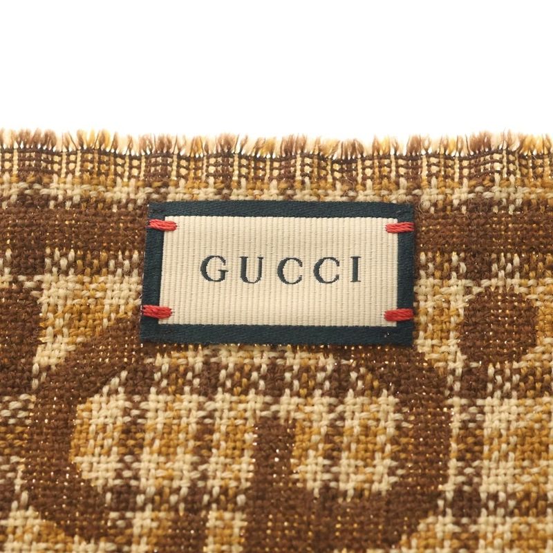 Gucci Check GG Wool Scarf Brown