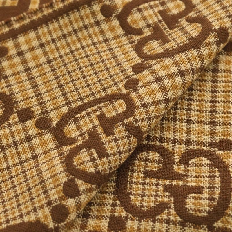 Gucci Check GG Wool Scarf Brown