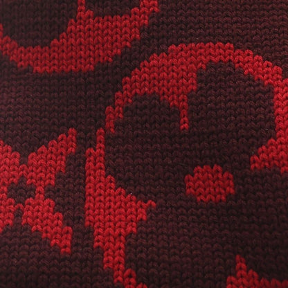 Louis Vuitton Echarpe Grand Floor Monogram Wool Fringe Scarf Red